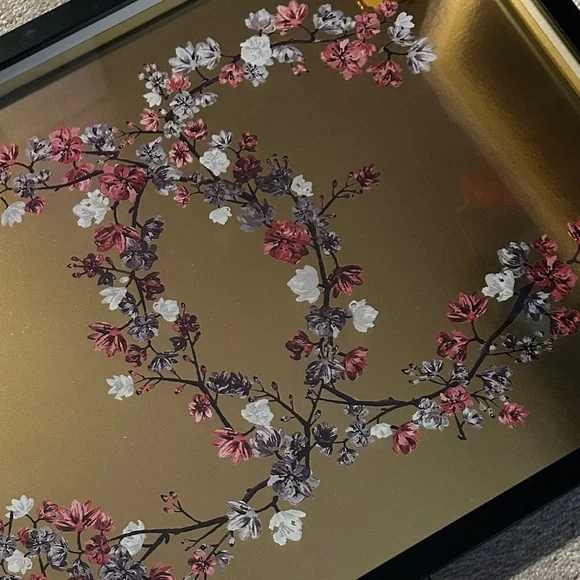 Floral Gold Wall Art with Black Frame by Instinct Style NWT - Picture 3 of 10